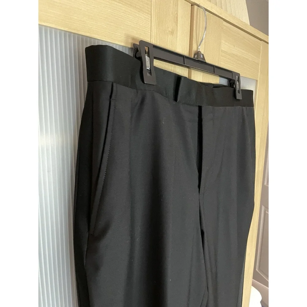 Brooks Brothers 1818 Madison Men's Dress Pants Wool Black 38x28 Tuxedo Party